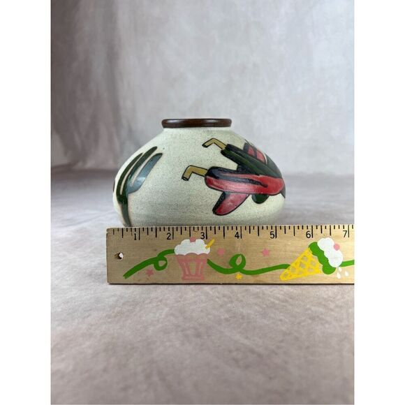 Tonala Pottery Vase Peppers Cactus Hand Painted Signed Mexico Boho Western - Picture 10 of 10